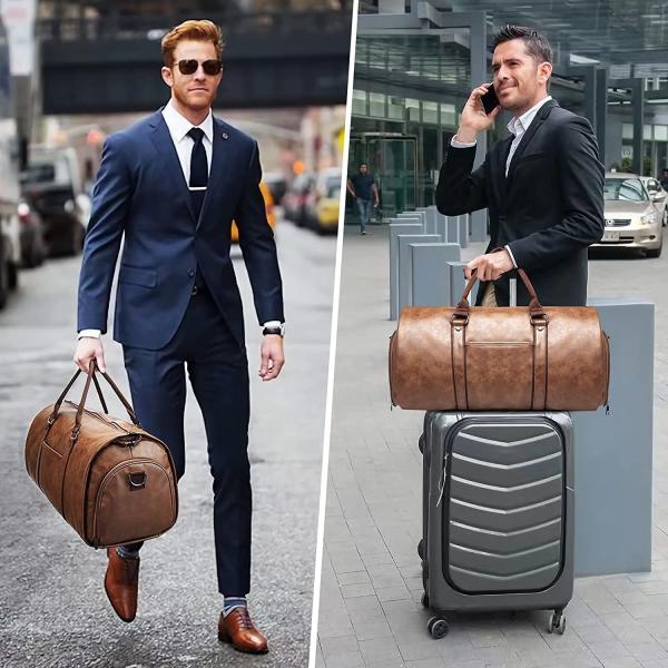 50L Leather Custom Travel Garment Bag Compartment Business Mens Suit ISO900