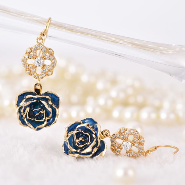 24k Gold Plated Rose Earrings Gifts Woman's  Rose  Earring Wholesale for Christmas  Valentine
