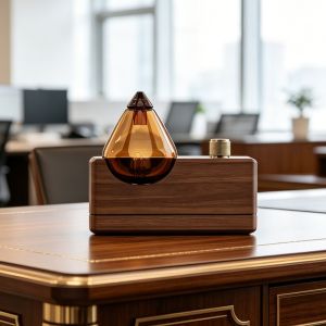 Hand Blown Glass Minimalist Retro Design Wood Aroma Diffuser with Extended