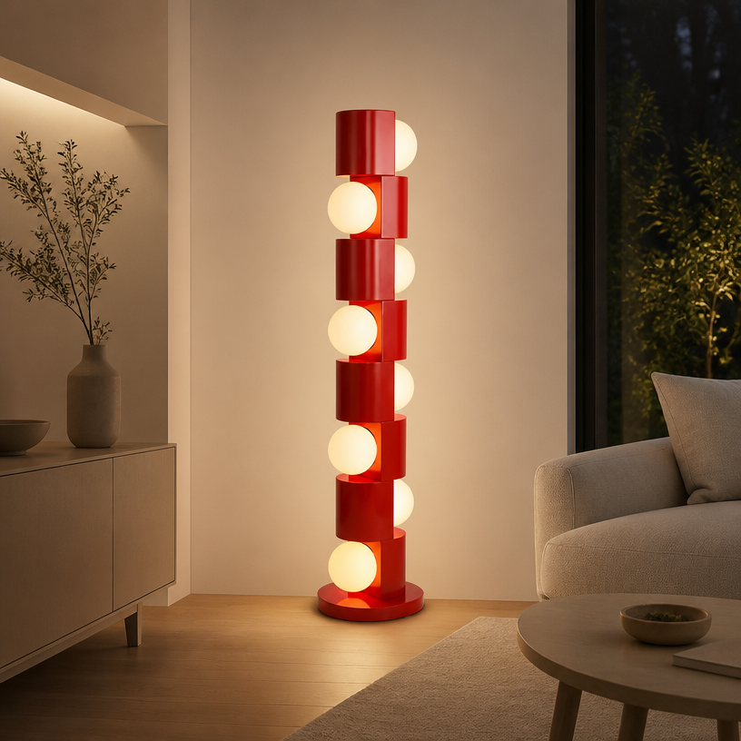JYLIGHTING Modern Stacked Sphere Iron Floor Lamp, Decorative Multi‑Bulb Vertical Standing Lamp for Home Living Space and Boutique Display Area