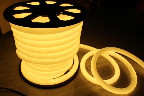 Économie d'énergie 110v chaud blanc LED néon flex lumière 360 ronde 25m bobine pour la maison