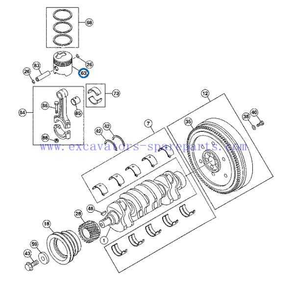 Excavator Engine Parts Piston 8980681582 8-98068-158-2 For ZX85
