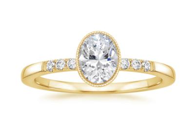 Women 10k Yellow Gold Diamond Ring , Oval Lab Diamond Engagement Ring OEM ODM