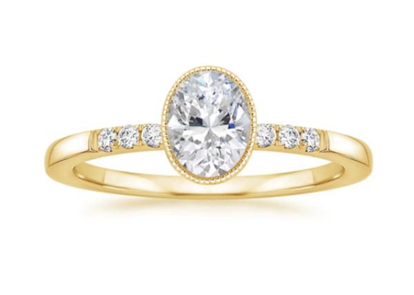 Women 10k Yellow Gold Diamond Ring , Oval Lab Diamond Engagement Ring OEM ODM
