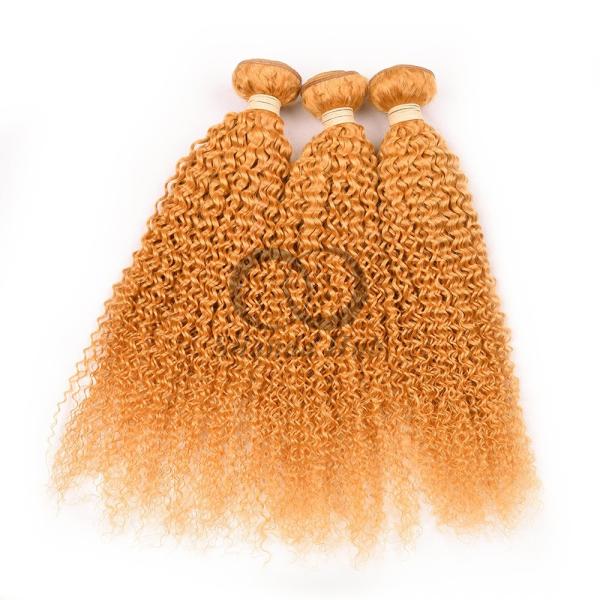 Orange Kinky Curly Remy Human Hair Bundles Sew In Weave Bundles Brazilian Bundle Deals