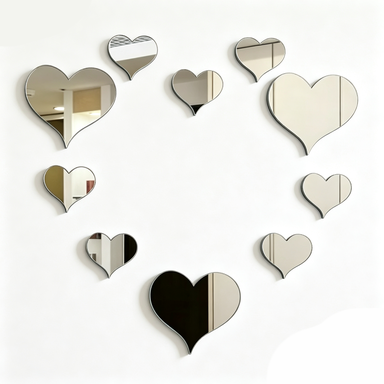 Wholesale Heart Shape Self Adhesive PC Mirror Wall Stickers For Wedding Bedroom Valentine Rental House Decor