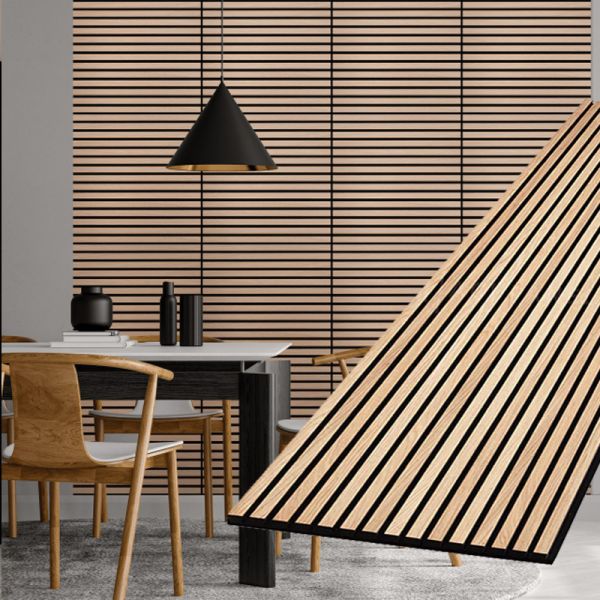 Flame Retardant Lacewood Wood Slat Acoustic Panel For Office Meeting Room Renovation