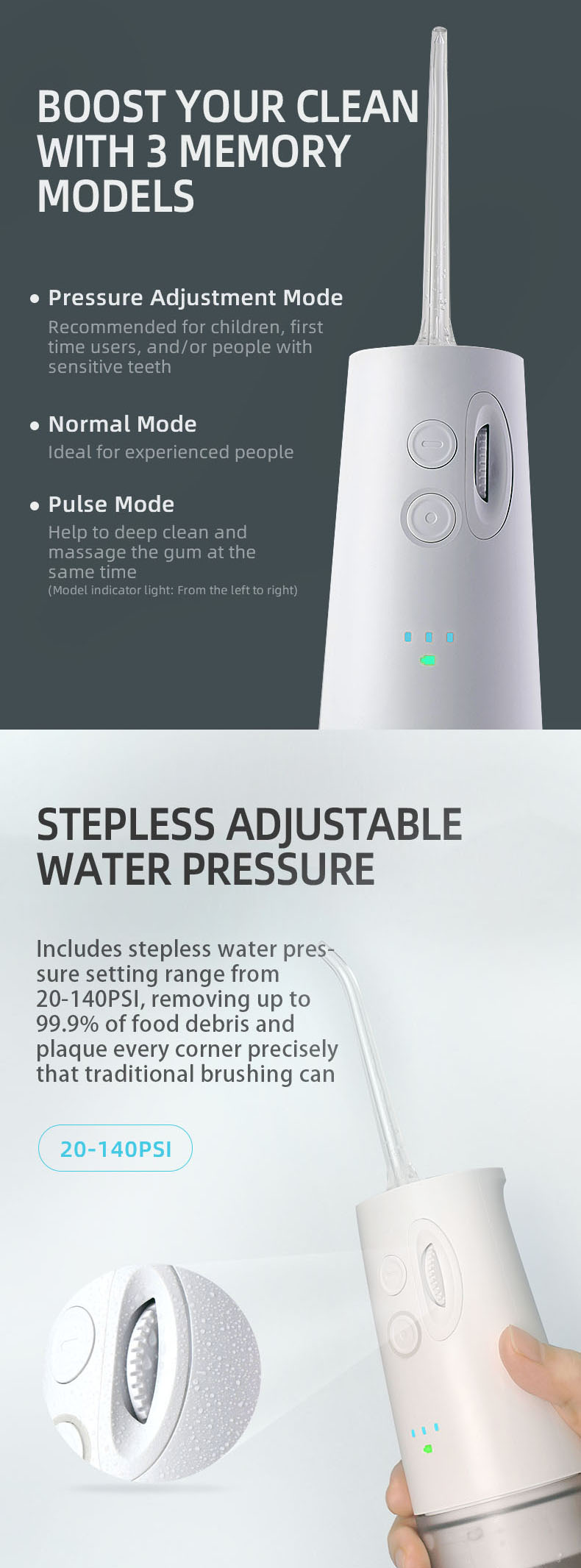 Белая вода Flosser танка 2000mAh Irrigator 300ml личной заботы устная комбинированное