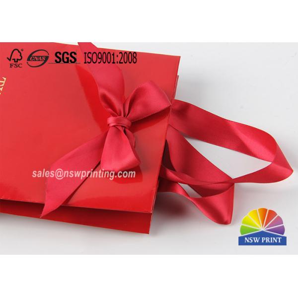 Hot Stamping Logo Exquisite Small Personalised Paper Bags With Ribbon Handle
