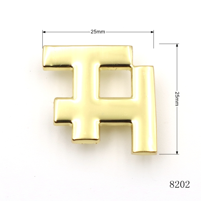 25*25mm Personalized Brand Logo Plate Gold Plated Custom Metal Purse Logo