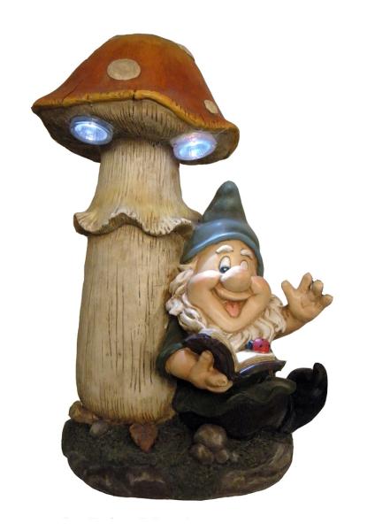 Wonderful Solar Light Yard Decorations In Gnome Reading Under Mushroom Shape