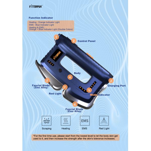 Fitdash EMS Heated Vibrating Muscle Scraper for Body Power Type-C Heated Gua Sha Tool