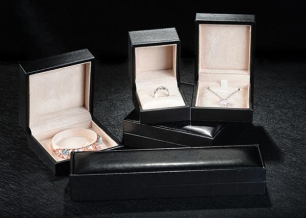 Portable Leather Travel Jewelry Case , Brown PU Leather Square Earring Jewelry Box