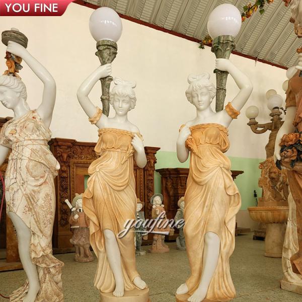 Home Decor Marble Lady Statue with Lamp