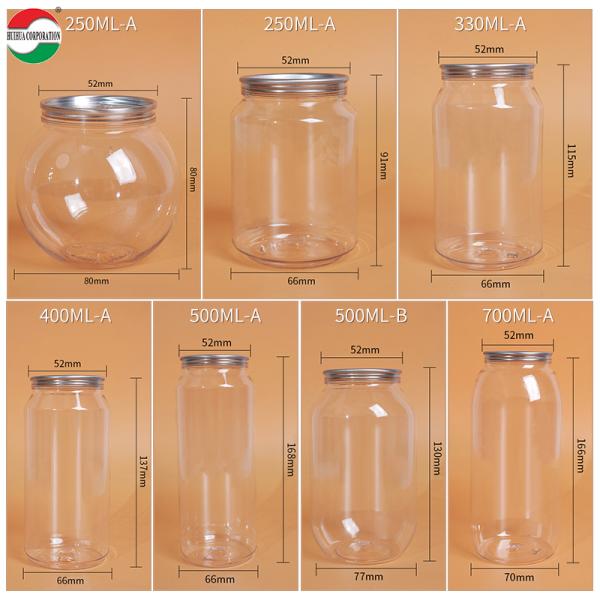 250ml 330ml 400ml 500ml 700ml Custom Size PET Bottle Jar Packaging Beverage Cans Made From Food Grade PET Material Transparent With Press Cover Easy Open Lid