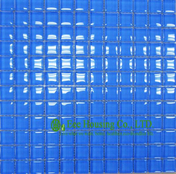 Blue Color Glass Crystal Mosaic Tile For Bahroom/Kitchen,China Glass mosaic tiles Factory