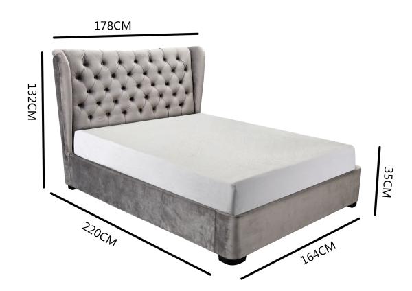 Velvet Ottoman Storage Bed Queen Size Multifunctional Practical