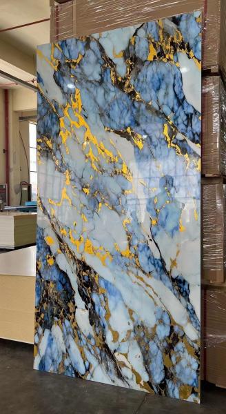 High glossy waterproof UV coated marble wall panel UV marble sheet for interior wall