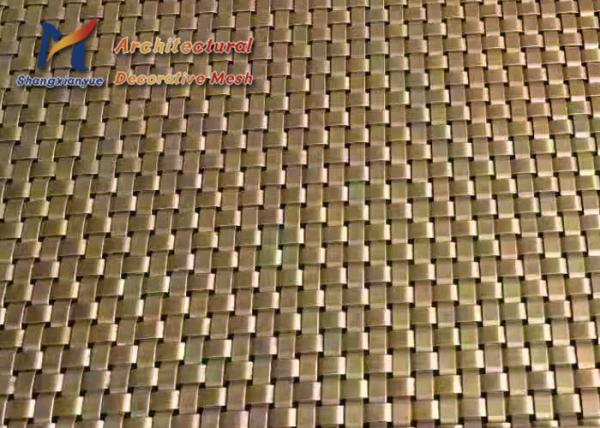 Flat Single Crimped Wire Mesh Decorative Grille Antique Brass Bookcases