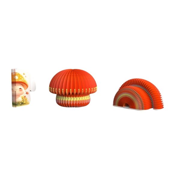 Decorative Folding Origami Paper Mushroom Lamp Wooden Base
