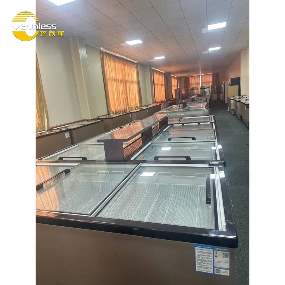 Visual Window Sliding Glass Top Freezer Thermostat Auto Defrost Island Freezer 600L