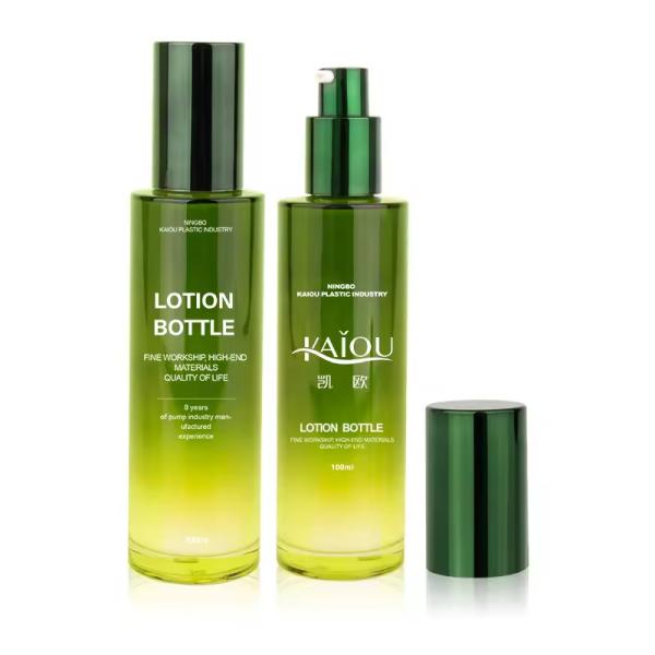 Bouteilles de pompe en plastique rondes vides Lotion corporelle verte Emballage écologique