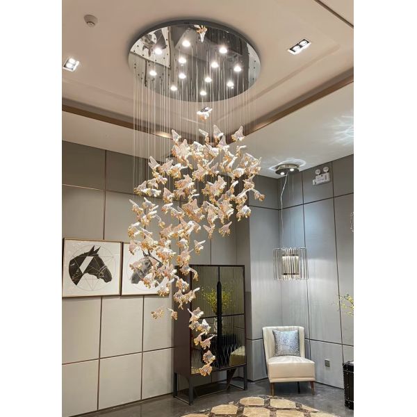 Modern Luxury Custom Large Chandelier Stair Chandelier Hotel High Ceiling Chandelier
