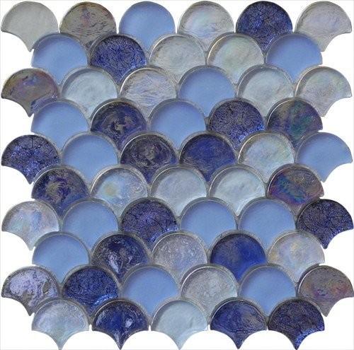 Blue blend serie backsplash water waving glass mosaic