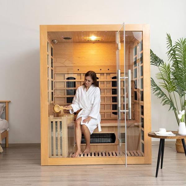2-In-1 Combined Infrared Indoor Home 3 Person Steam Sauna Wooden