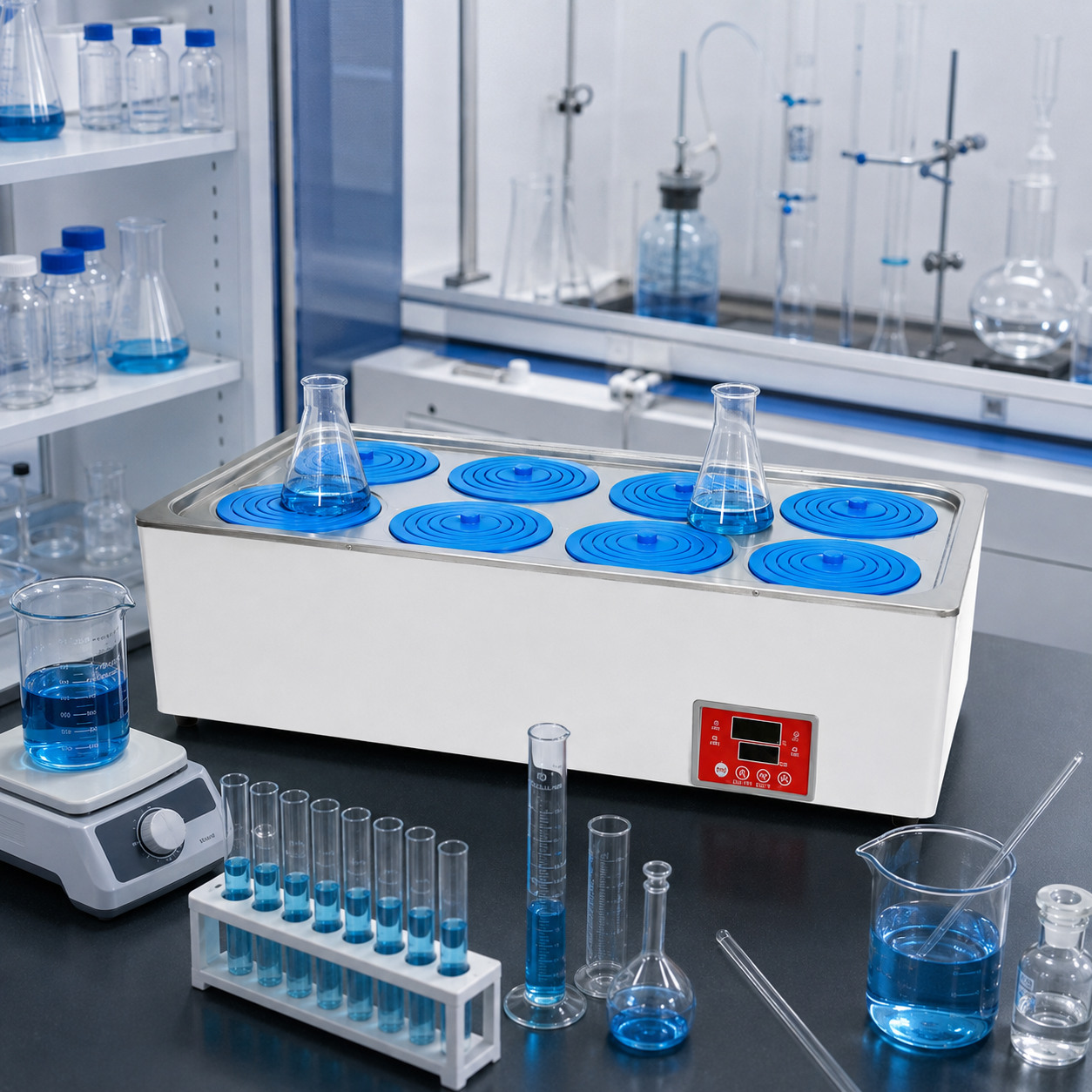 Cenlee Aquaculture Hygiene Education Lab Safe Heating HH-8 8-Hole PID Control 100°C Water-Shortage Protection Digital Water Bath