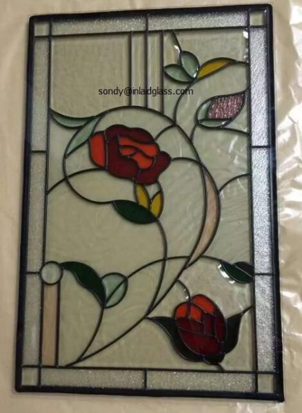 Beveled Stained Glass  Panel with patina caming  for wooden door and windows 36*22
