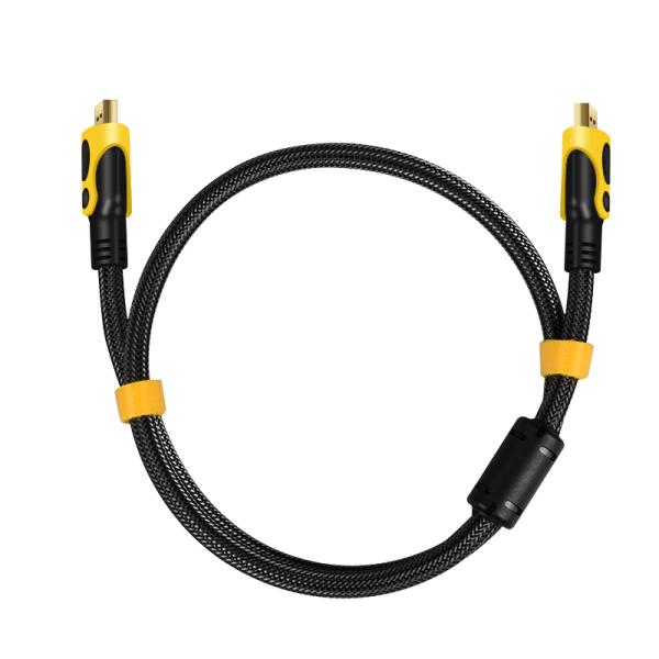 Durable Insulator Black yellow Pin Gold HDMI Cable 10FT NYLON HDMI 1.4 Cable For TV