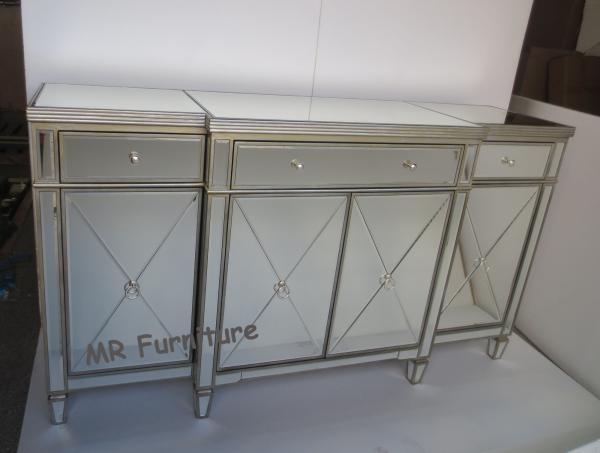 Gold Mirrored Side Board Furniture 178 * 50 * 100cm Size Solid Wood