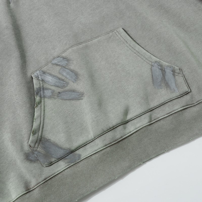 Black Acid Washed Washed Vintage Oversized Unisex Polyester/Cotton Fleece Pullover Hoodie Winter Pocket Windproof Breathable
