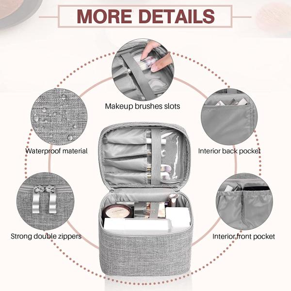 Waterproof and shockproof Makeup Bag Travel Makeup Bag Storage Bag with Mesh Bag Brush Holder Makeup Bag Women's