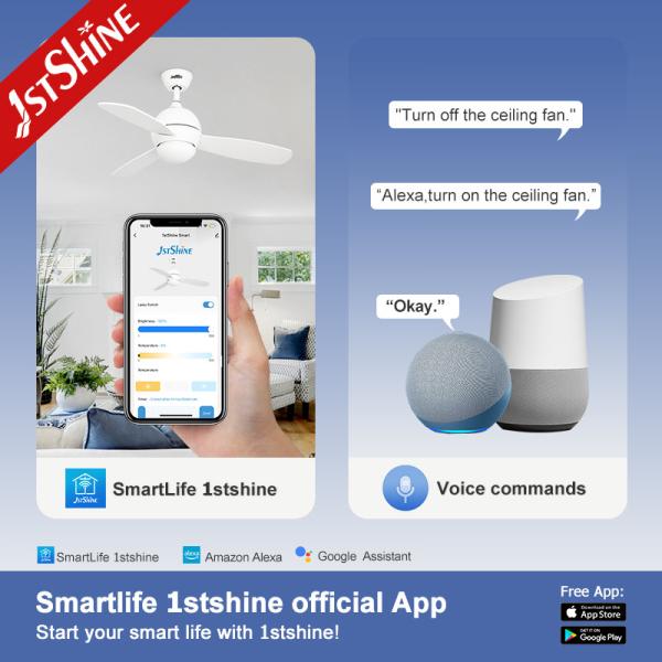 Remote Control Modern Led Ceiling Fans 40 Inches Dc Motor 3 Plywood Blades