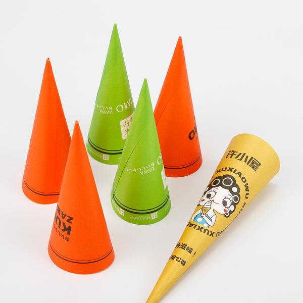 Summer Customized Logo Sleeving Cone Shaped Ice Cream Paper Holder for Food Packaging