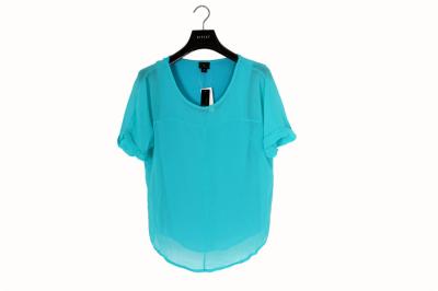 Daily Blue V Neck Ladies Casual Loose Tops 100% Polyester
