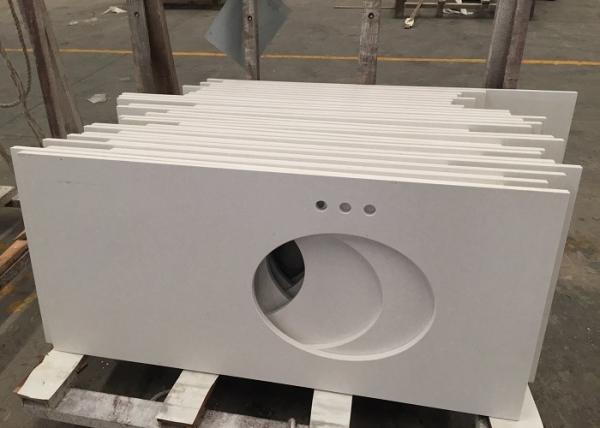 Pure White Quartz Kitchen Worktops 20 / 30mm Thickness Stain Resistant