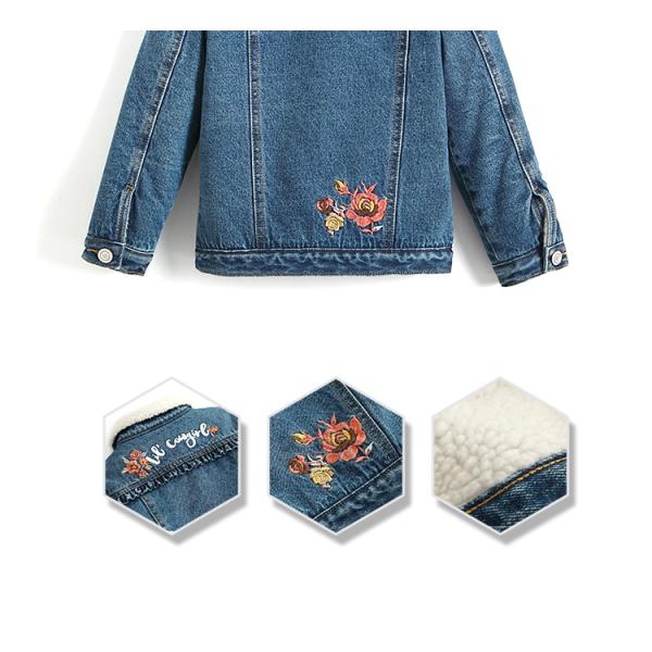 Fashion Casual Kids Denim Clothes Girls Denim Jackets With Sherpa Lining