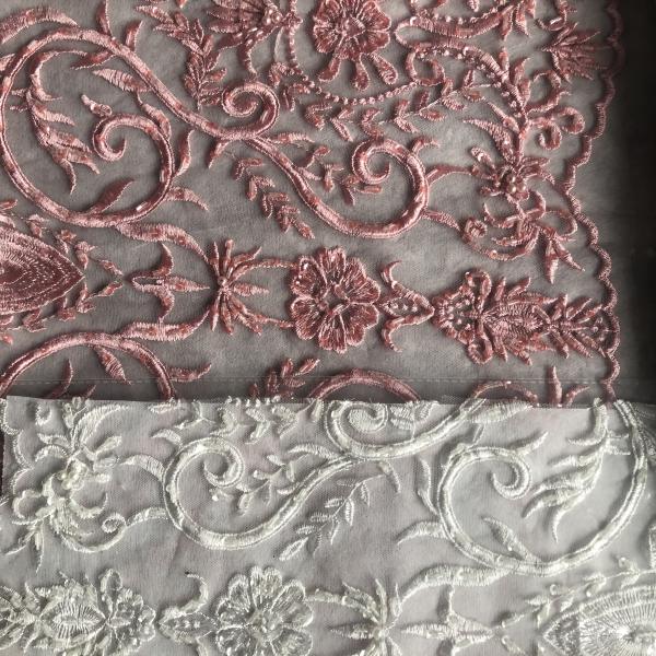 Easily Customizable Luxury 3D Flowers Beaded Embroidery Lace Fabric New Design Lace for Women's Clothing Dance  Dresses