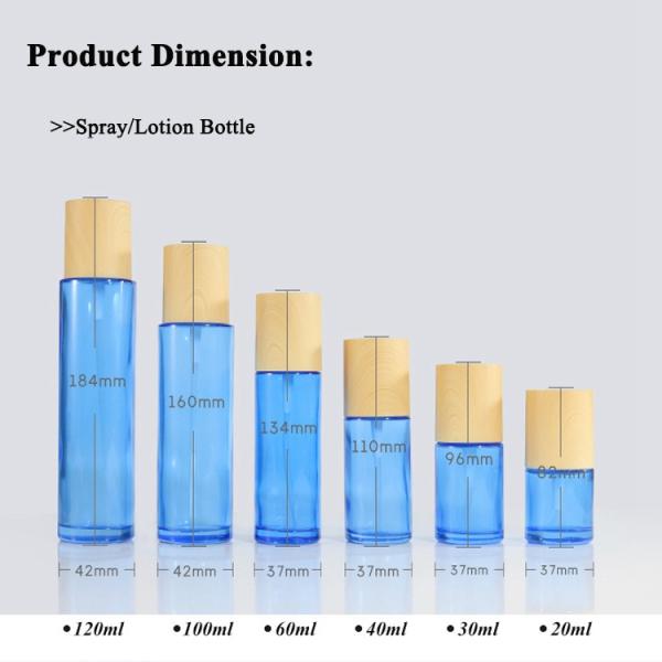 110ml Blue Essential Oil Bottles 37/415 37mm Cosmetic Glass Jars With Lids