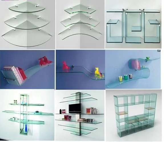 Aluminium Glass Bathroom Shelves Wall Mounted 2 Tier Glass Shower Shelf