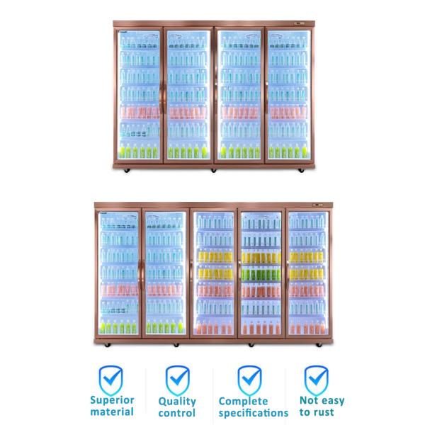Type à distance de grand de supermarché réfrigérateur en verre vertical commercial de porte