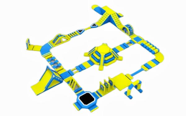 Yellow Giant Inflatable Floating Water Park With 0.9mm PVC Tarpaulin Material