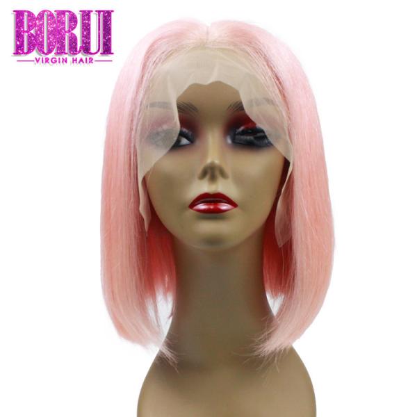 Parte dianteira colorida curto brasileira do laço do rosa da densidade das perucas 180% de Bob do cabelo humano