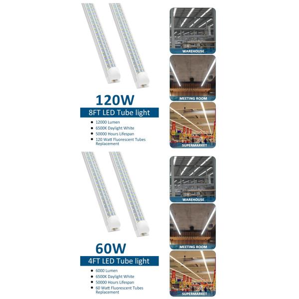 120W T8 Integrated Led Tube Light 6ft Frosted PC Cover Energy Efficient