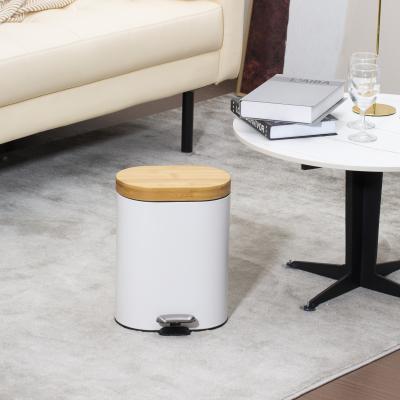 Casa 6L tampa de bambu pedais de pedais lata de lixo forma oval tipo de cobertura de rolamento
