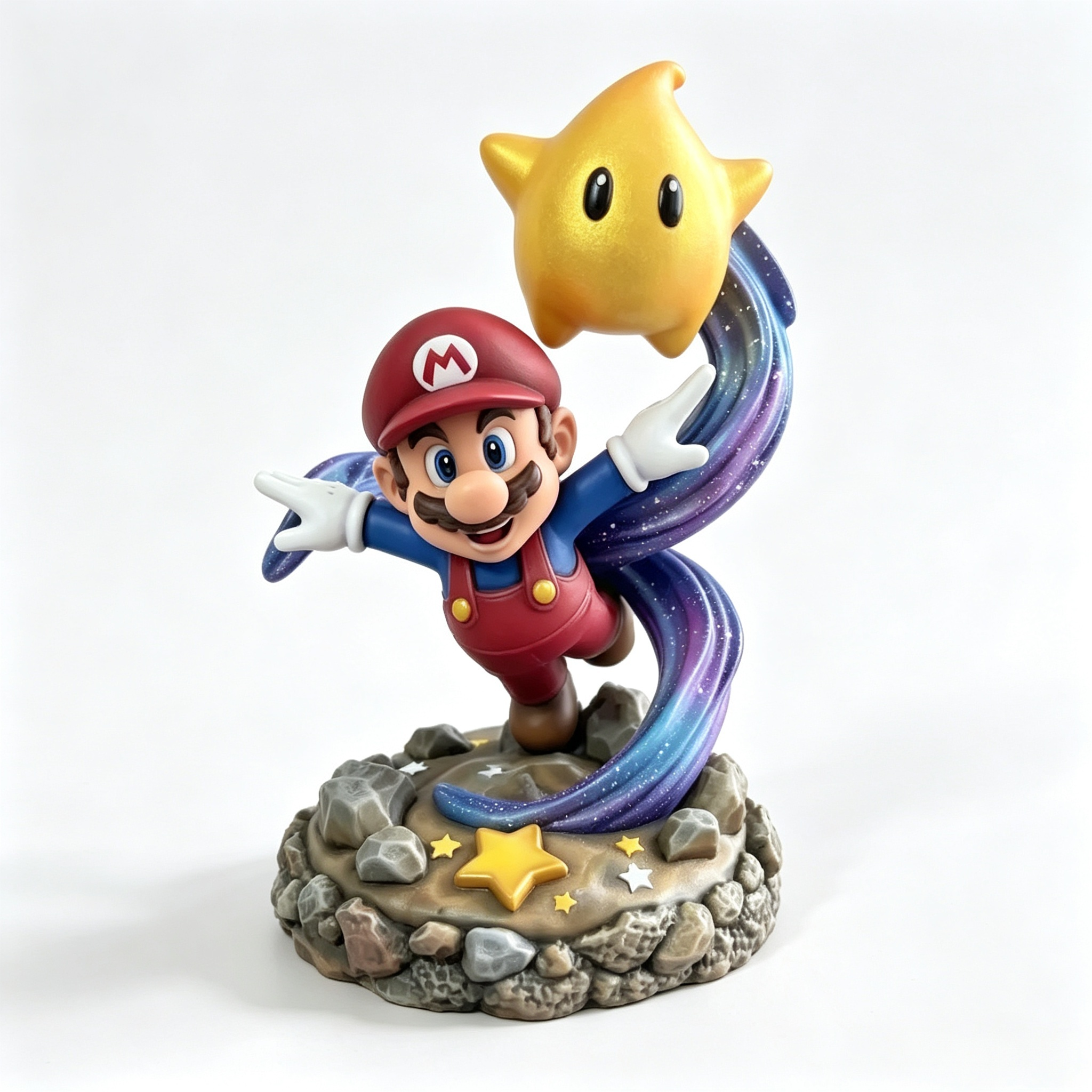 Detailed Painted Ornament 3D Printed Toys Galaxy Star Mario Statue