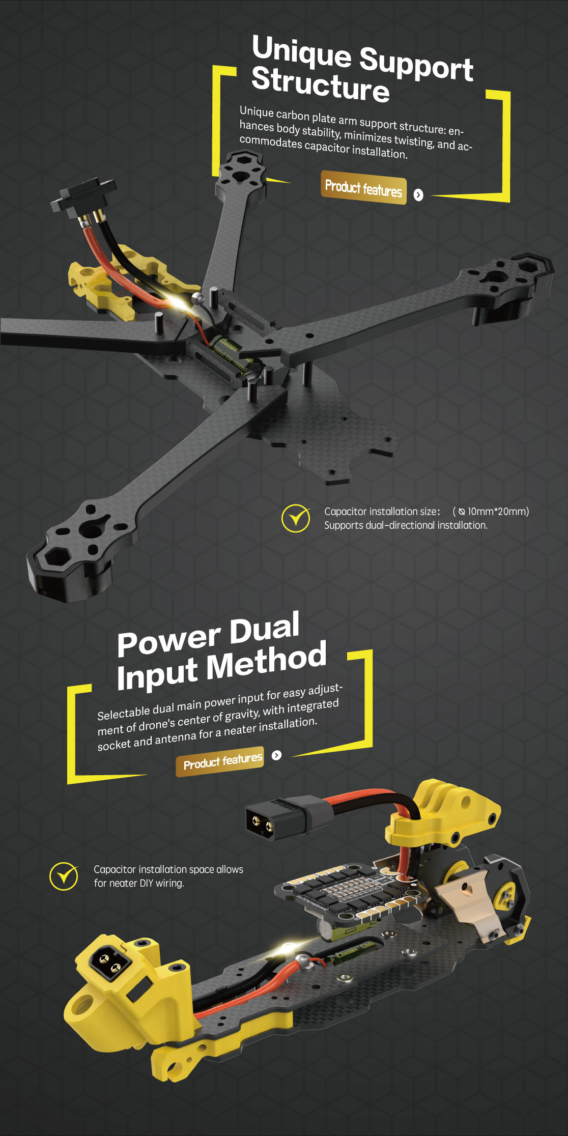 SpeedyBee Mario 5 Frame Kit / XH Version With Carbon Fiber Plate FPV RC Racing Drone